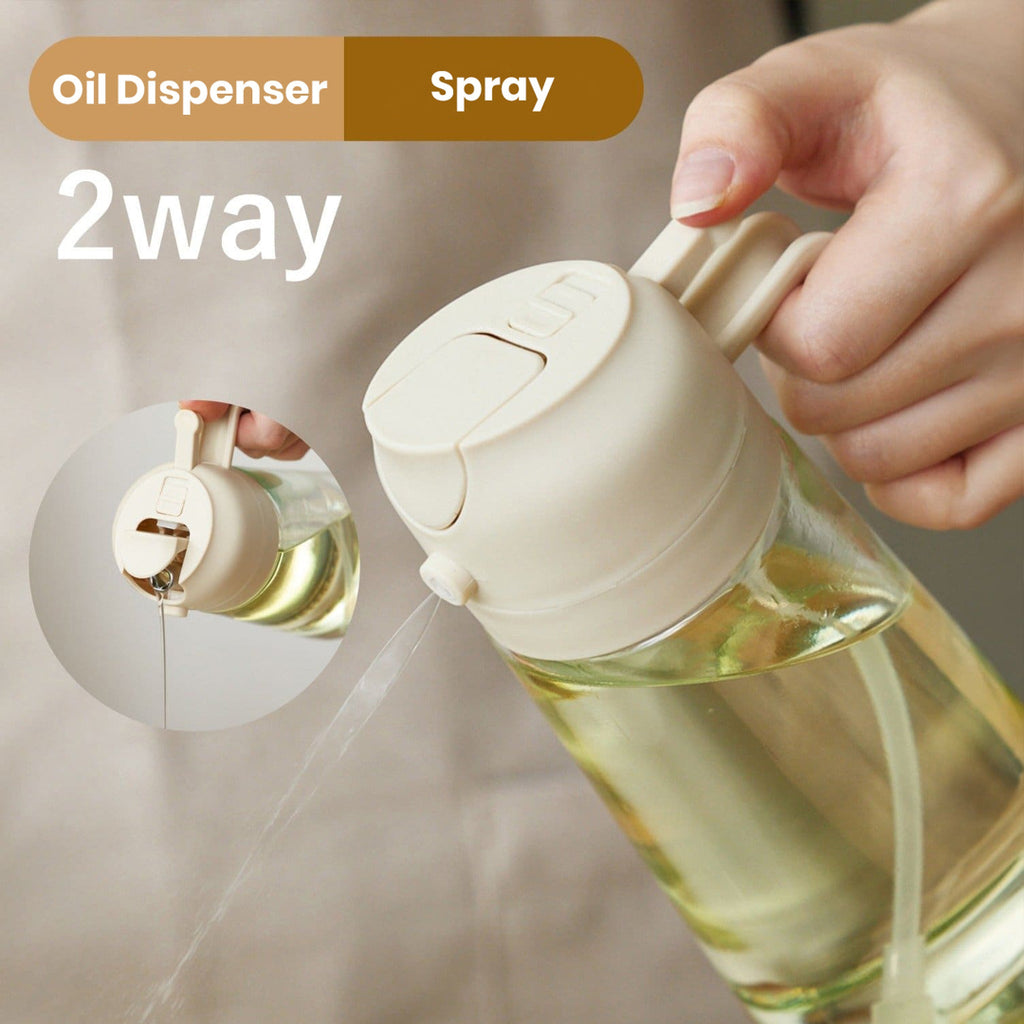 Glass 460ml oil spray bottle on countertop – kitchen accessories UK